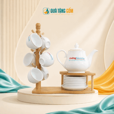 Ấm chén in logo Quà Tặng Gốm 2