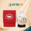 Bình hút lộc Bát Tràng in logo men trắng Thuận Buồm Xuôi Gió vàng kim 26cm QTG-BHL05