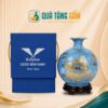 Bình hút lộc in logo vân đá xanh vẽ vàng Thuận Buồm Xuôi Gió QTG-BHL03