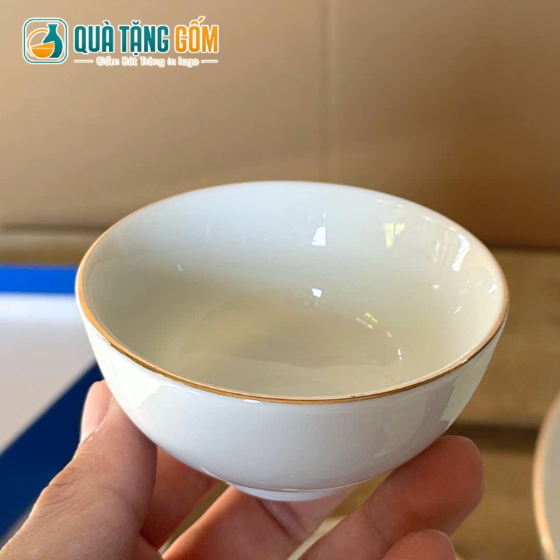 Bộ bát đĩa gốm sứ in logo quà tặng 10 món cơ bản QTG-BD01 - Ảnh 3