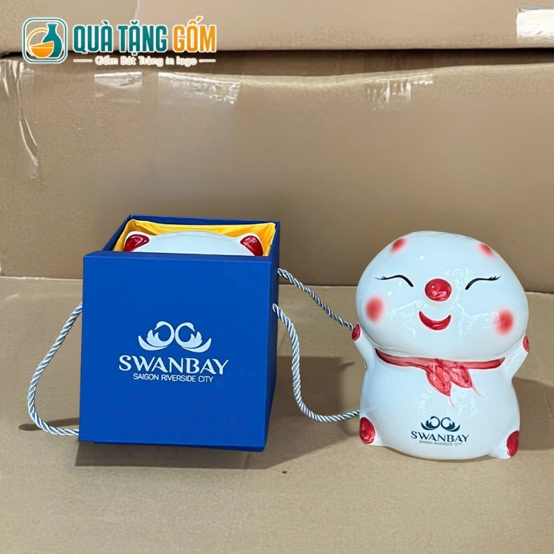 Heo đất gốm sứ in logo quà tặng hình má bánh bao QTG-HD02 - Ảnh 6